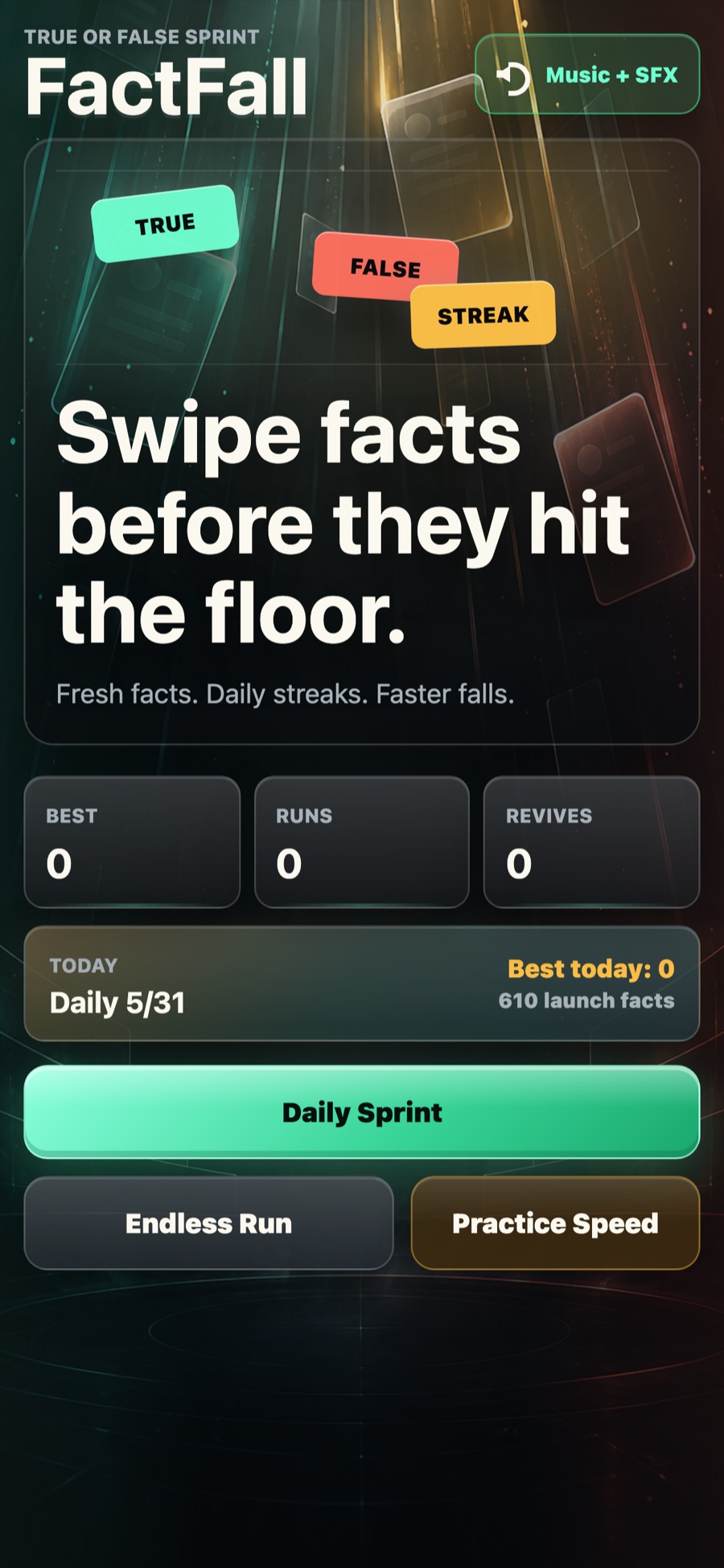 FactFall home screen