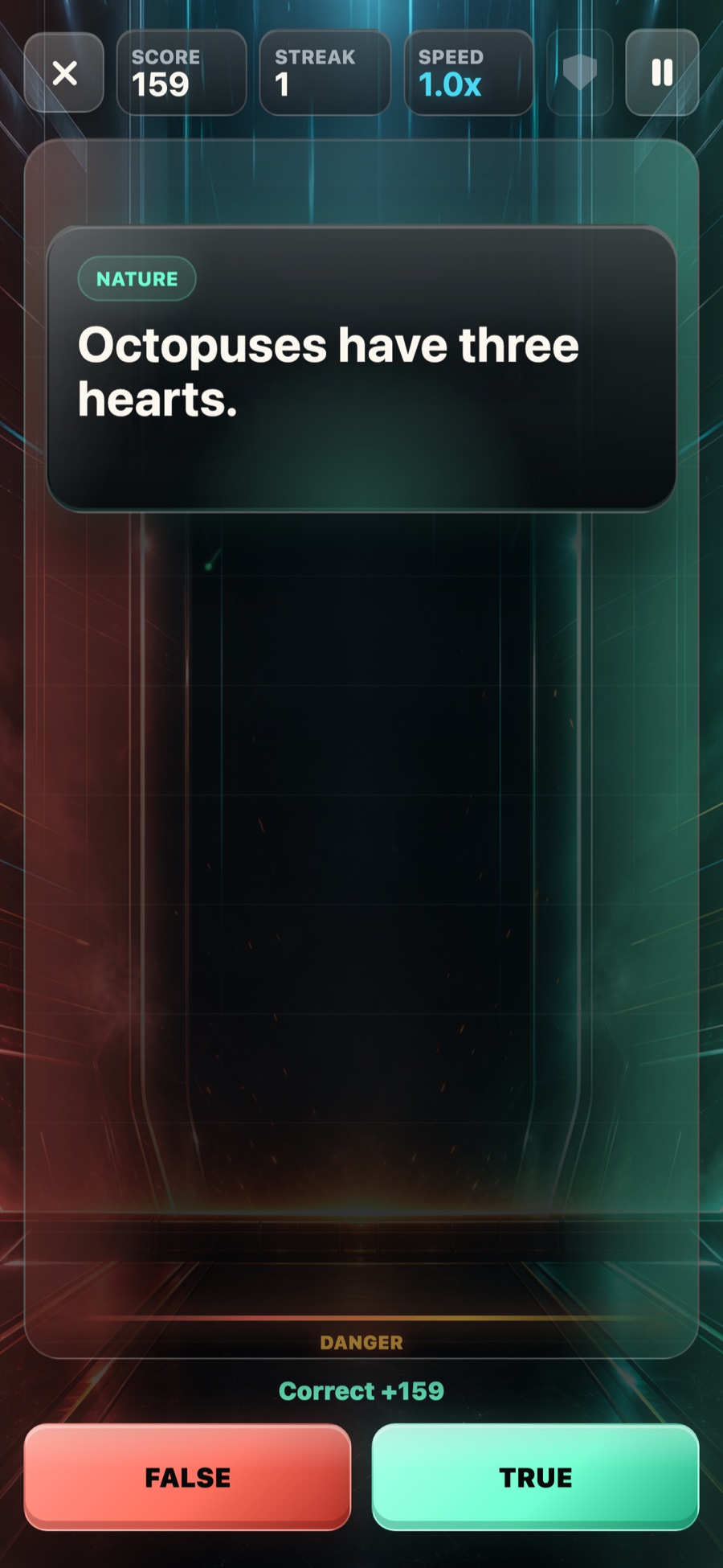 FactFall day-streak screen