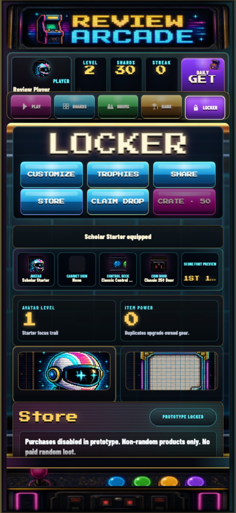 Review Arcade rank screen showing career winnings